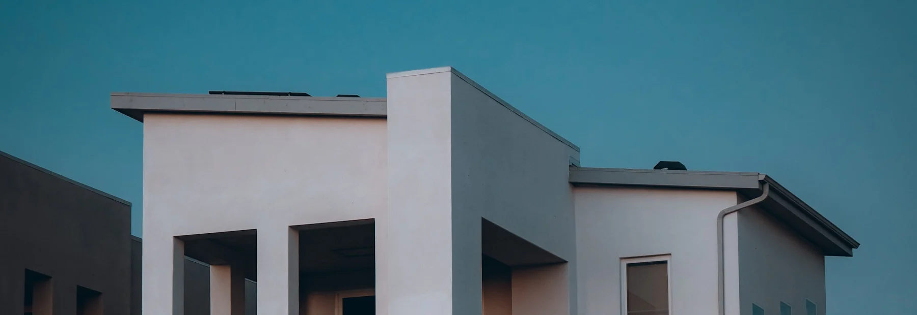 Contemporary two-storey home at dusk